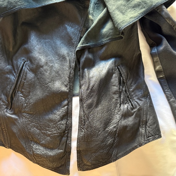 All Saints Dark Leather Jacket - Picture 5 of 6